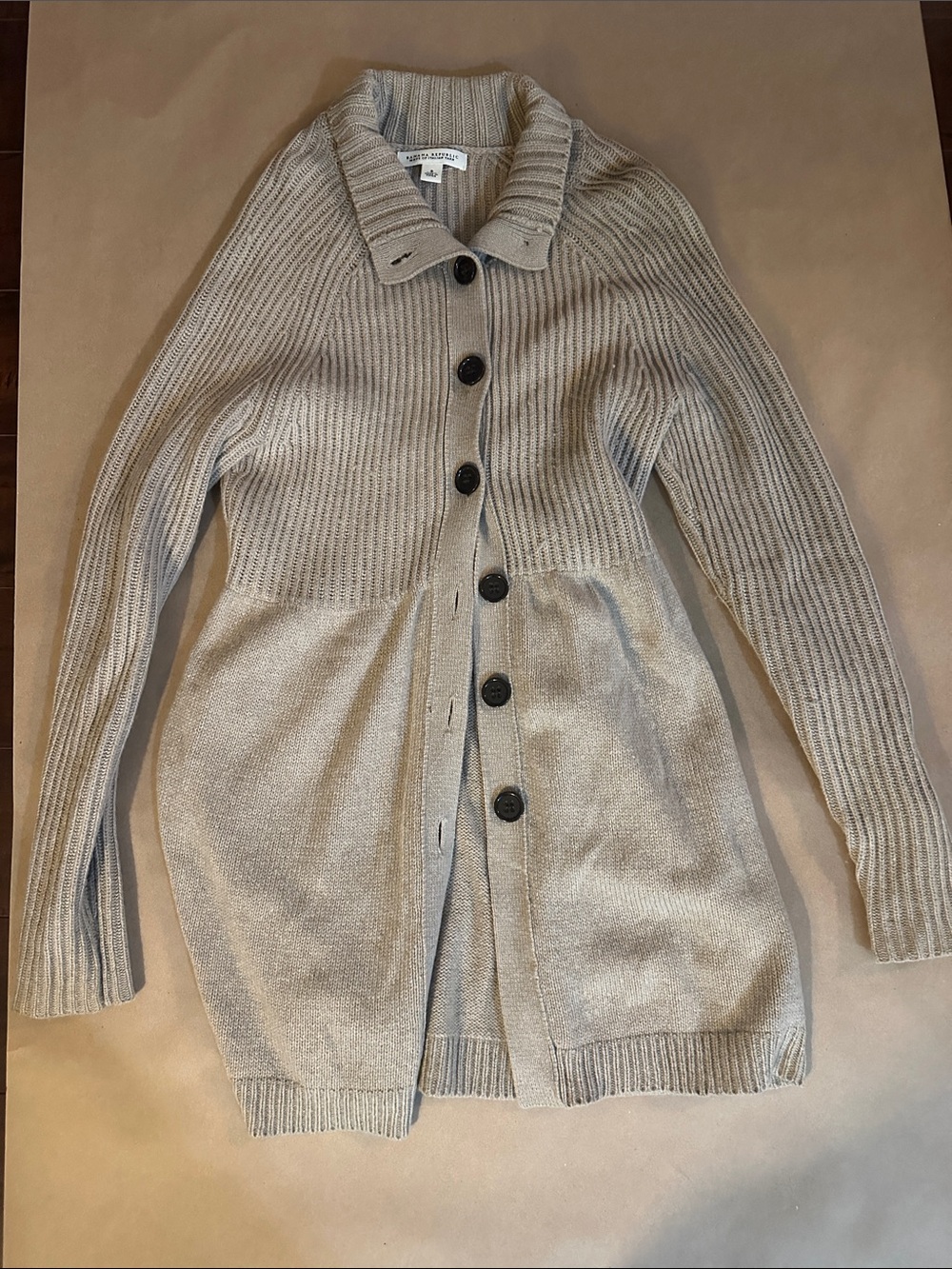 Banana Republic Light Beige Ribbed Button-Up Cardigan